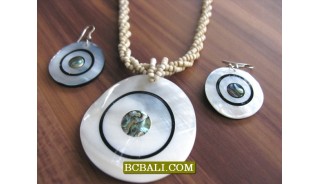 sets necklaces earrings beading mop pendants shells